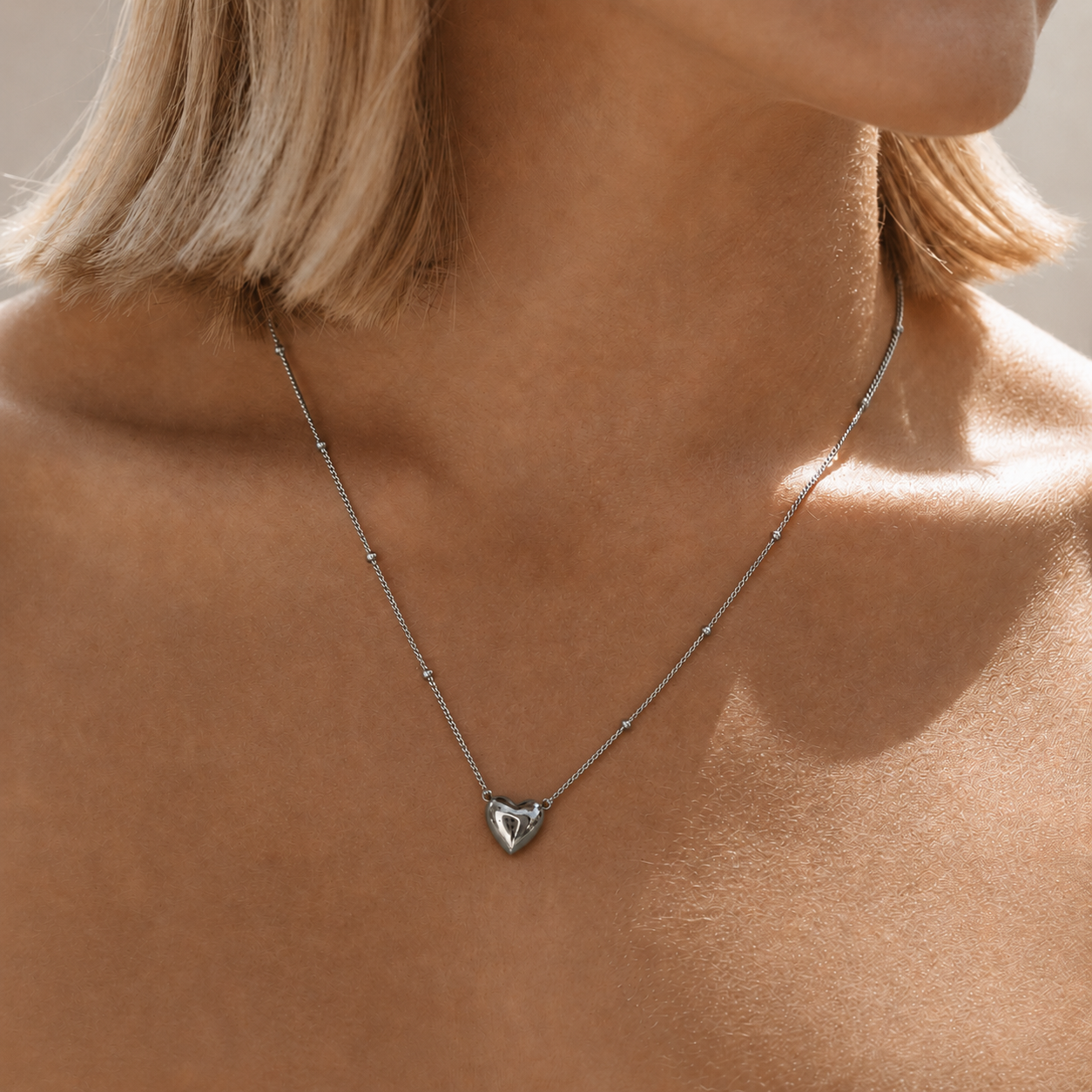 Heart Pendant Necklace Silver