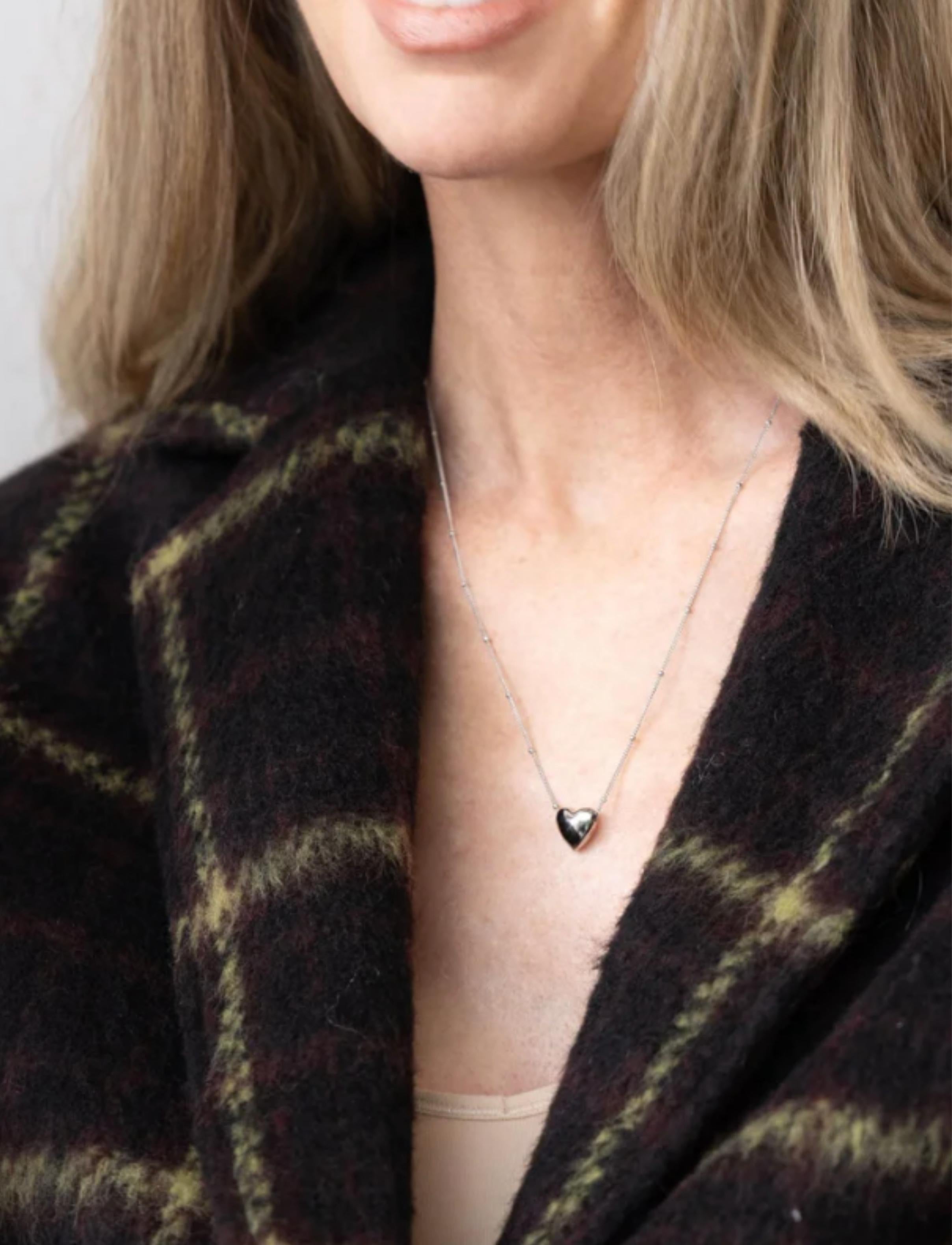 Heart Pendant Necklace Silver